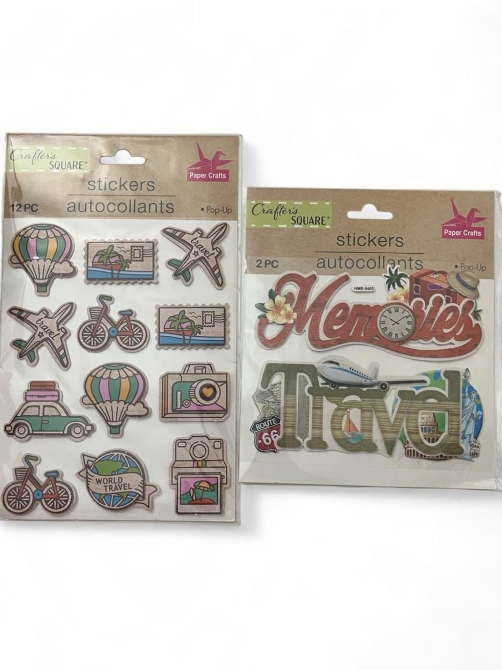 14 Piece Pop Up Stickers Travel Themed Crafter’s Square Sticker Sheets Brand New